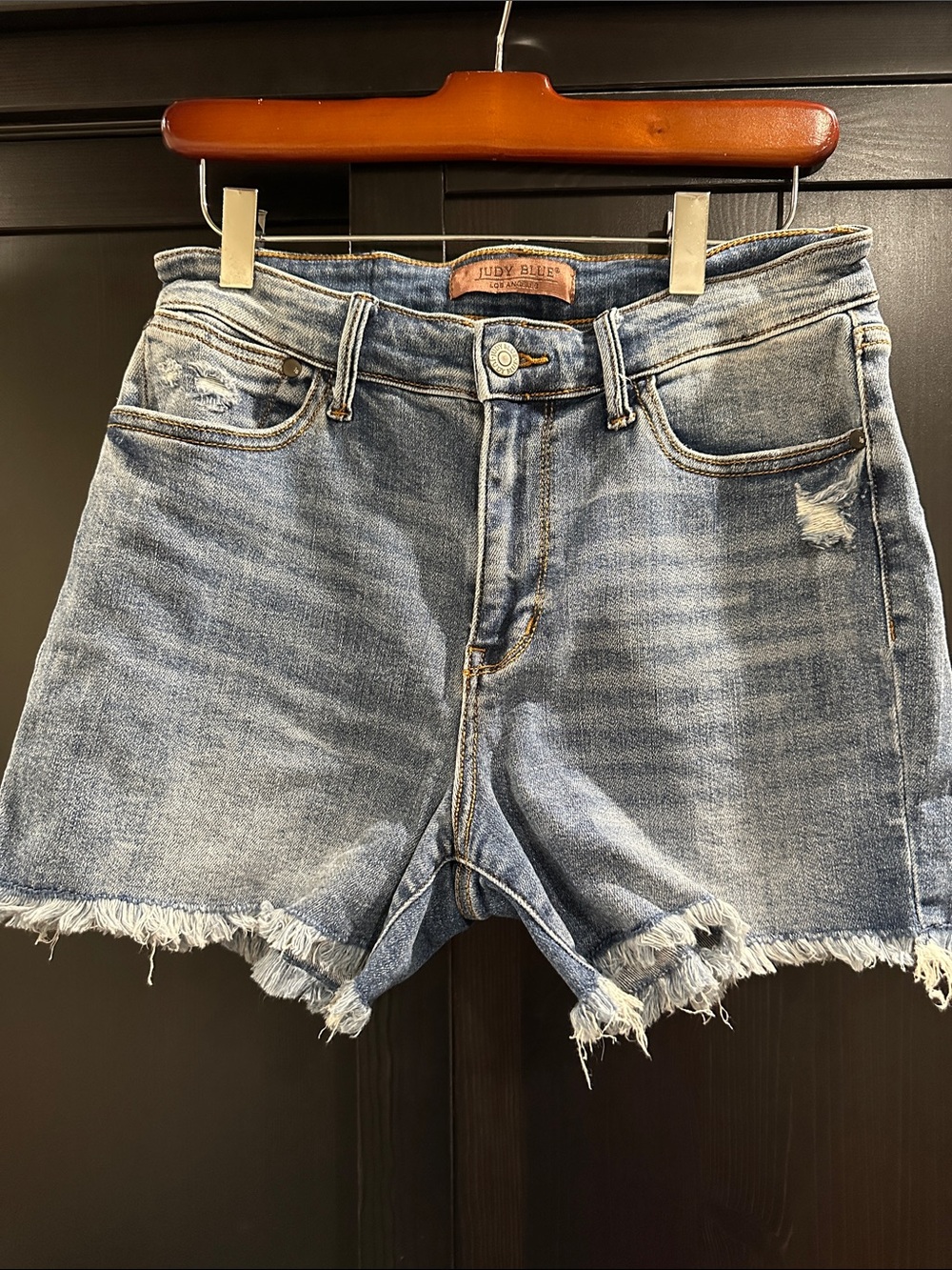 Judy Blue Light Blue Distressed Frayed Hem Denim Shorts